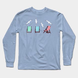 Summer, lounge chairs in the beach Long Sleeve T-Shirt